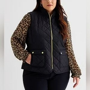 St Johns Bay Women Midnight Black Vest Jacket Size 2X NWT